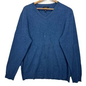 Cashmere Club Room Luxury Pullover Sweater Mens XL Blue 100% Cashmere V neck